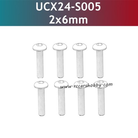 UDIRC UCX2405 Parts 2x6mm TM Hexagon Socket Button Head Machine Screw UCX24-S005