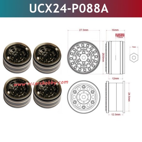 UDIRC UCX2405 1/24 Snow Leopard RC Car Upgrade Parts Metal Wheels Bindings A UCX24-P088A