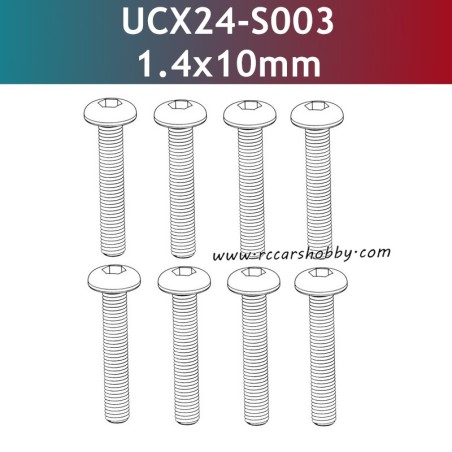 UDIRC UCX2402 Parts 1.4x10mm PM Hexagon Socket Button Head Machine Screw UCX24-S003