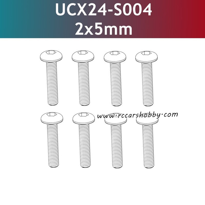 UDIRC UCX2402 Parts 2x5mm PM Hexagon Socket Button Head Machine Screw UCX24-S004