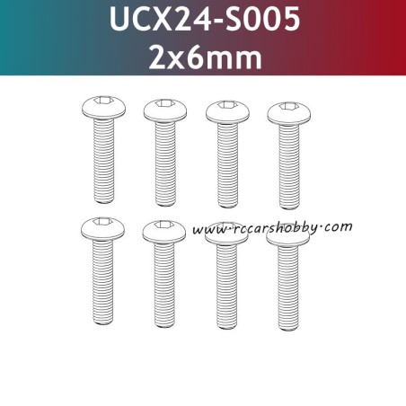 UDIRC UCX2402 Parts 2x6mm PM Hexagon Socket Button Head Machine Screw UCX24-S005