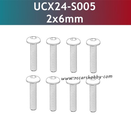 UDIRC UCX2401 Parts 2x6mm PM Hexagon Socket Button Head Machine Screw UCX24-S005