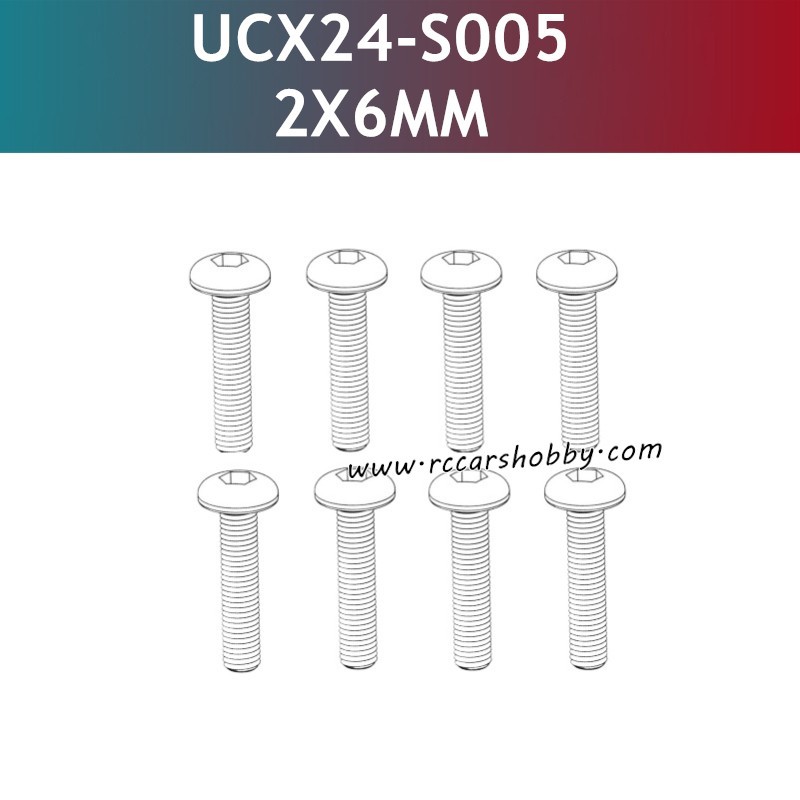 UDIRC UCX1801 Parts 2x6mm PM Hexagon Socket Buttonhead Machine Screw UCX24-S005