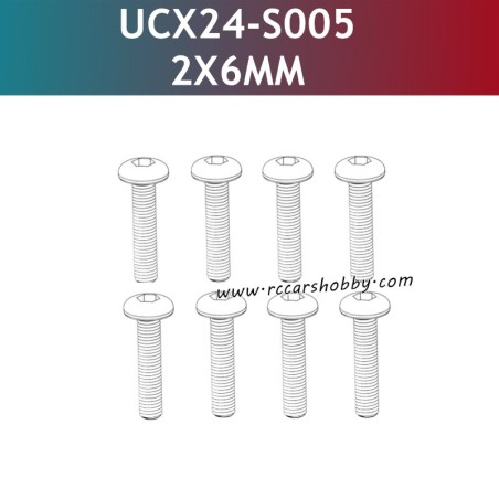 UDIRC UCX1801 Parts 2x6mm PM Hexagon Socket Buttonhead Machine Screw UCX24-S005