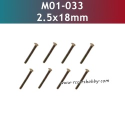 2.5X18MM TM Hexagon Socket Flat Round Head Machine Threaded Screws M01-033 for UDIRC UD1202 RC Truck