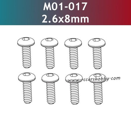 UDIRC 1001 1002 1002SE Parts 2.6x8mm Hexagon Socket Button Head Tapping Screw M01-017