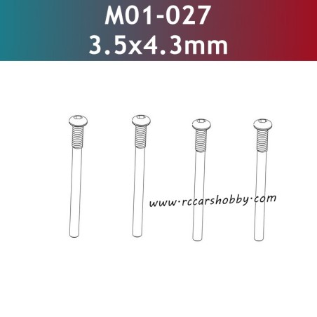 UDIRC 1001 1002 1002SE Parts 3.5x43mm Hexagon Socket Button Head Half Threaded Tapping Screw M01-027