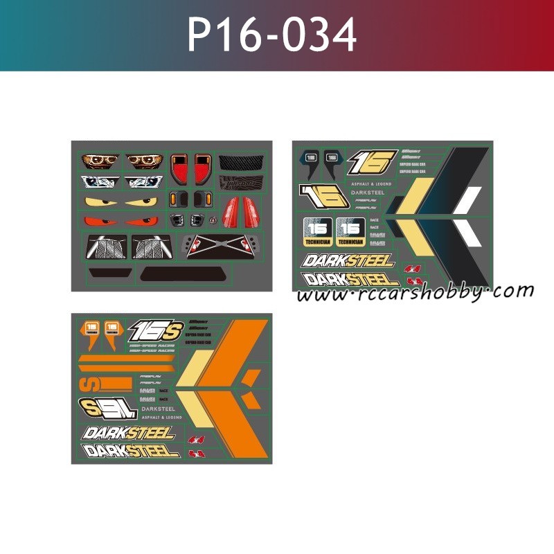 UDIRC UD1610S High Speed RC Car Parts Stickers P16-034
