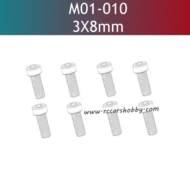UDIRC UD1610 Pro Parts 3x8MM HM Hexagon Socket Head Cap Machine Screw M01-010