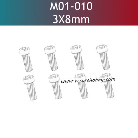 UDIRC UD1610 Pro Parts 3x8MM HM Hexagon Socket Head Cap Machine Screw M01-010