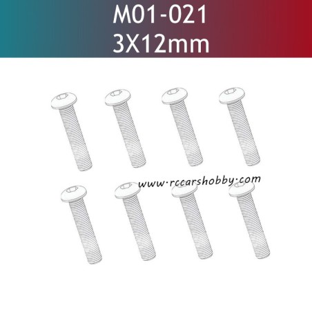 UDIRC UD1610 Pro RC Car Parts 3x12mm TM Hexagon Socket Button Head Machine Screw M01-021