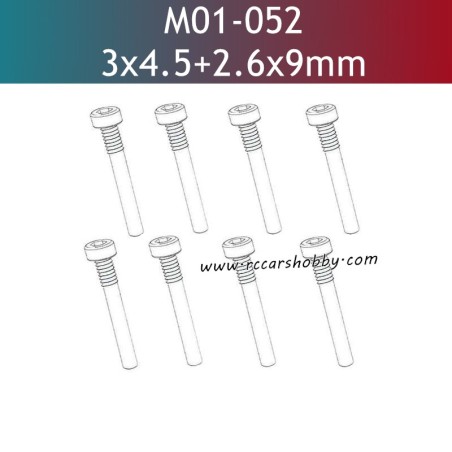 UDIRC UD1610 Pro RC Car Parts 3x4.5+2.6x9mm Hexagon Socket Head Cap Half Thresded Tapping Screw M01-052