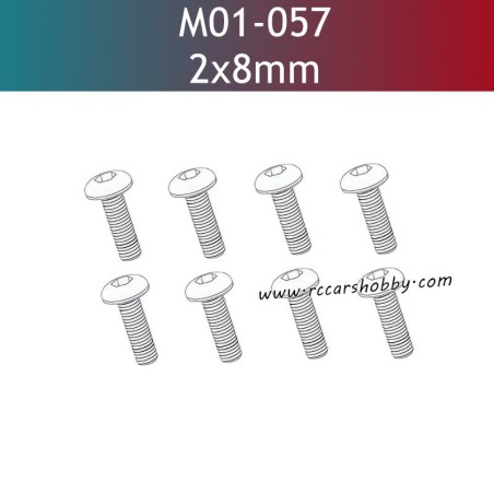 UDIRC UD1610 Pro RC Car Parts 2x8mm PM Hexagon Round Head Machine Screw M01-057
