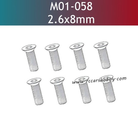 UDIRC UD1610 Pro RC Car Parts 2.6x8mm KM Hexagon Socket Countersunk Head Machine Screw M01-058