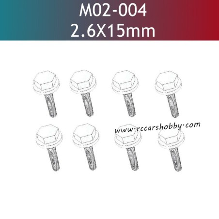 UDIRC UD1610 Pro RC Car Parts 2.6X15MM Outer Hexagonal Flange Screw M02-004