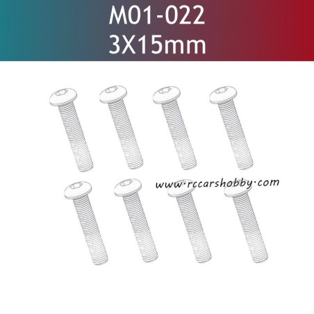 UDIRC UD1610S Parts 3x15mm TM Hexagon Socket Button Head Machine Screw M01-022