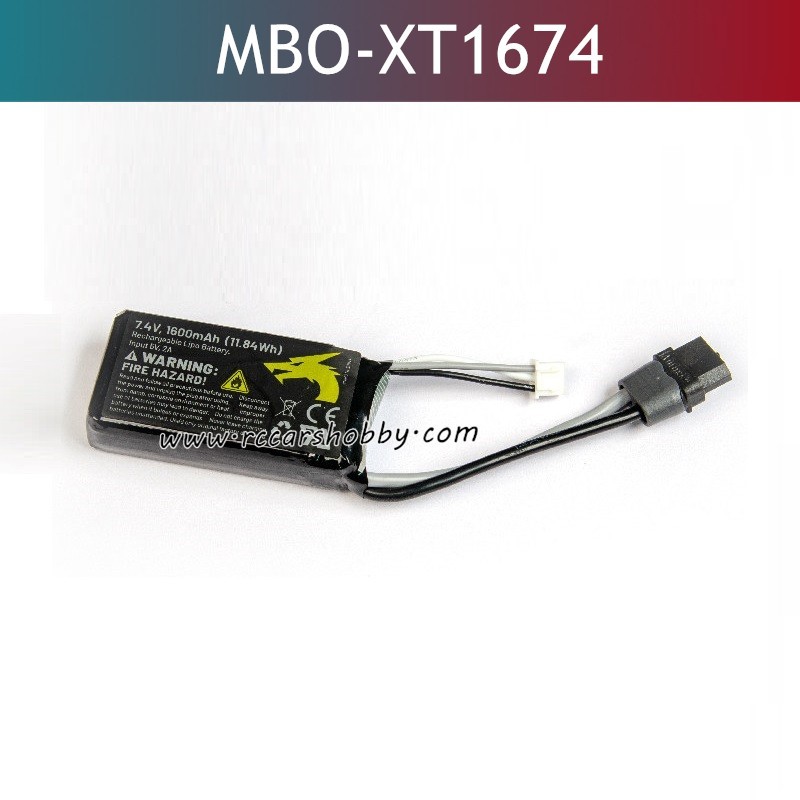 UDIRC M16 RC Car Parts 7.4V 1600mAh Battery XT Plug MBO-XT1674